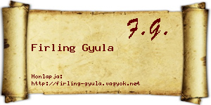 Firling Gyula névjegykártya